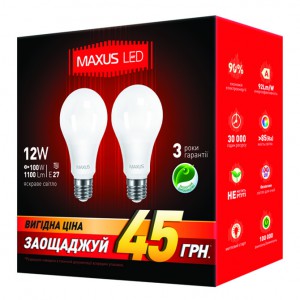 Светодиодная лампа Maxus 2-LED-336-01 A65 12W 4100K 220V E27 AP